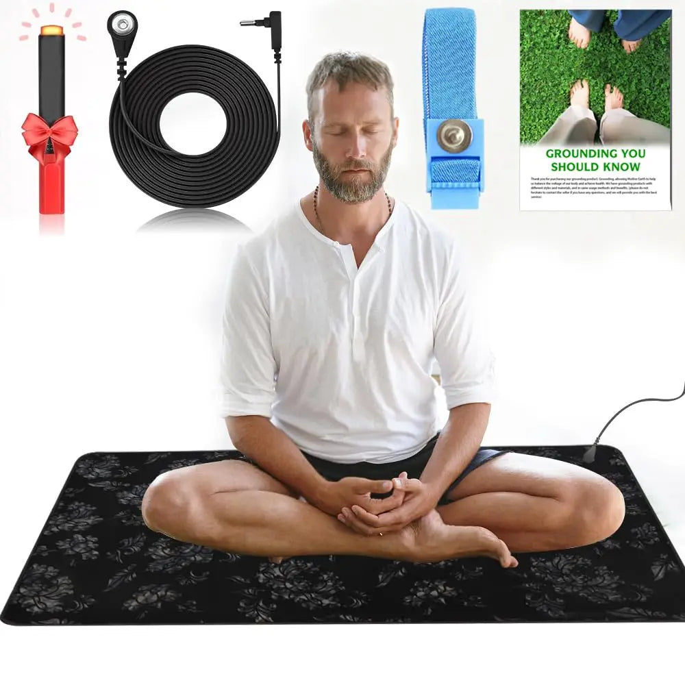 Upgraded  Sleeping  Grounding Pad with Pattern Earth Mat with Testing Pen and Grounding Cord Grounding Mat for Sleeping for Bed