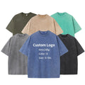 Custom Men Acid Wash T Shirt Streatwear Hip Hop 100% Cotton T Shirts With Logo Customize Oversized Vintage T-shirt