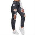 TSRA High Waist Women's Dark Gray Denim Jeans Rippled Pencil Pants Casual Streetwear Breathable Woven Fabric Washable Fabric