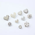 JFFB036 New Hot Sale Silver Clothing Accessories Rhinestone Pearl Flower Shape Metal Button