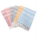 Stock Custom Yarn Dyed Soft Quick Dry Cotton Stripe Bath Towel Sand Free Turkish Beach Towel With Tassel