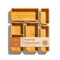 5-Piece Bamboo Drawer Organizer Set Large Small Utensils Multi-Use Storage Box for Kitchen Spice Towel Junk Jewelry Drawer Tray
