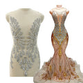 Color Graceful Silver Shiny Full Rhinestones Applique Sewing on Mesh for Bridal Wedding Party Dress WDP-129