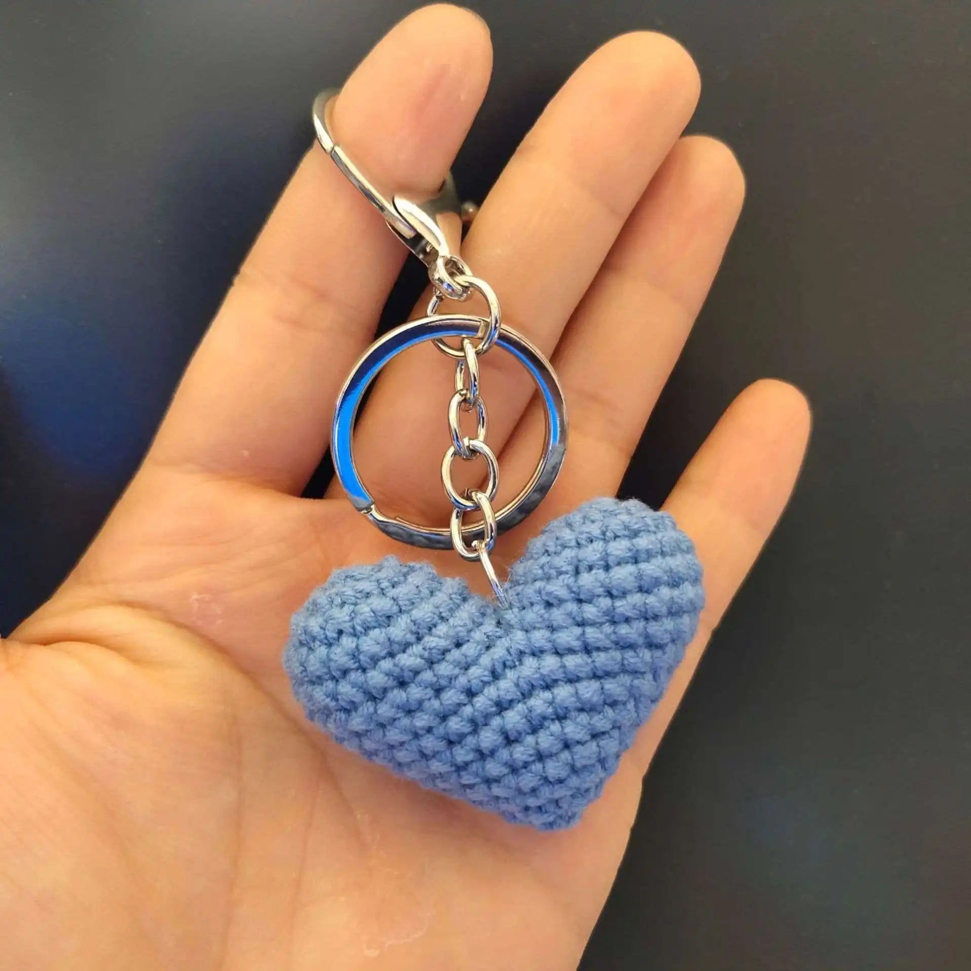 Promotion  Heart Handmade Crochet Bag Keychain Accessories Pendant Chain Boho Decor Woven Heart Key Chains Key Rings
