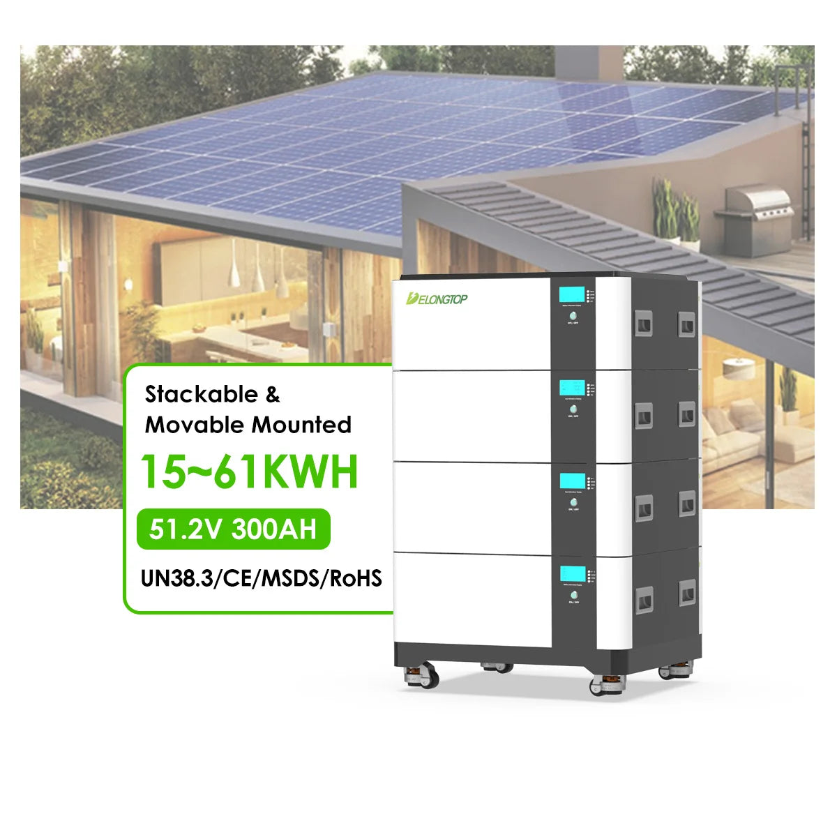 Eu Stock 15kWh Modular 45kWh 50kWh 60KwH 80Kwh Stackable Lifepo4 Lithium Battery All in One 12Kw Solar Energy Storage System