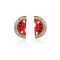 Manufacturer Rhinestone Watermelon Charm Earrings Support Palestine 18K Gold Watermelon Pendant Girl Jewelry Gift Stud Earrings