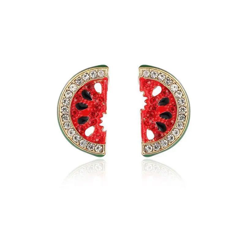 Manufacturer Rhinestone Watermelon Charm Earrings Support Palestine 18K Gold Watermelon Pendant Girl Jewelry Gift Stud Earrings