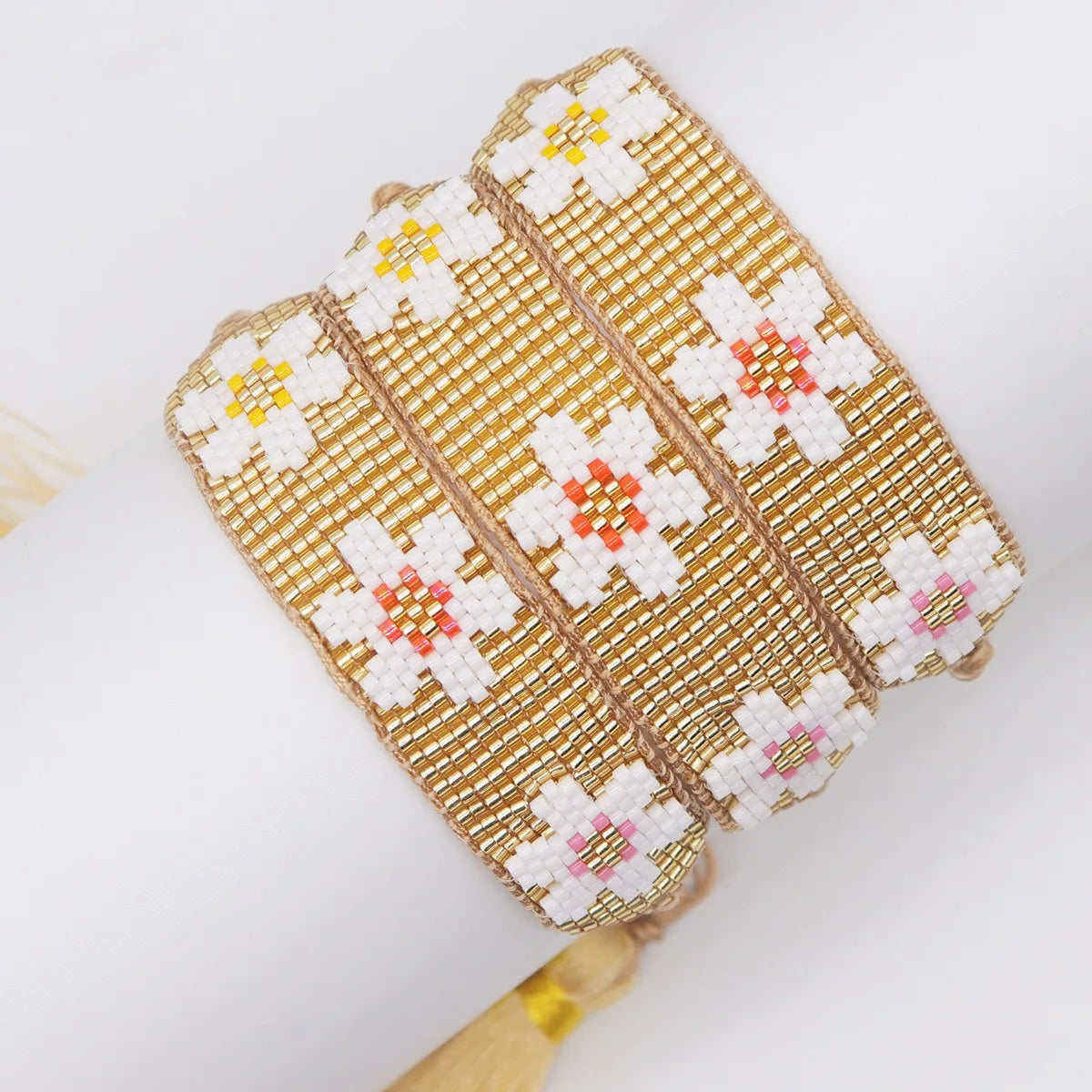 Adjustable Bohemian Style Gold Women's Woven Daisy Flower Miyuki Beads Bracelet-Best Gift Idea Fashion Jewelry