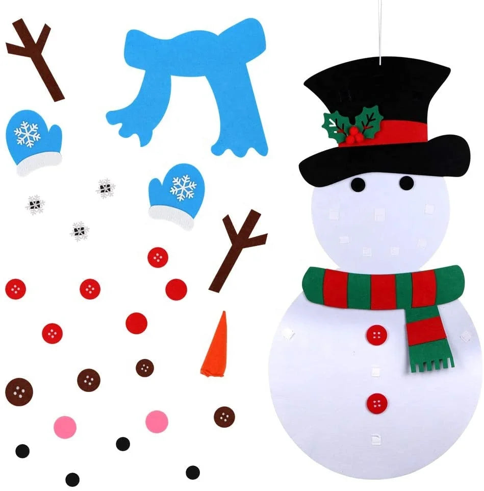DIY Felt Christmas Snowman Ornaments Xmas Gifts for Christmas Door Wall Hanging Decorations