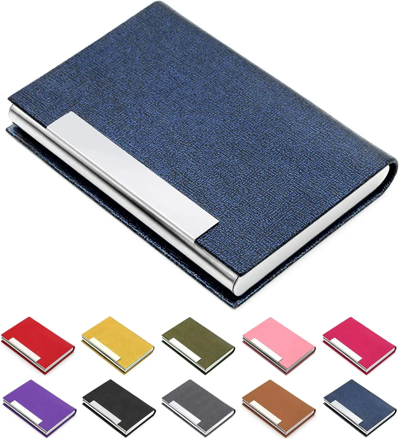Custom Company Logo Business Gift  Card Holder Case Stainless Steel and PU Leather Business Card Holder