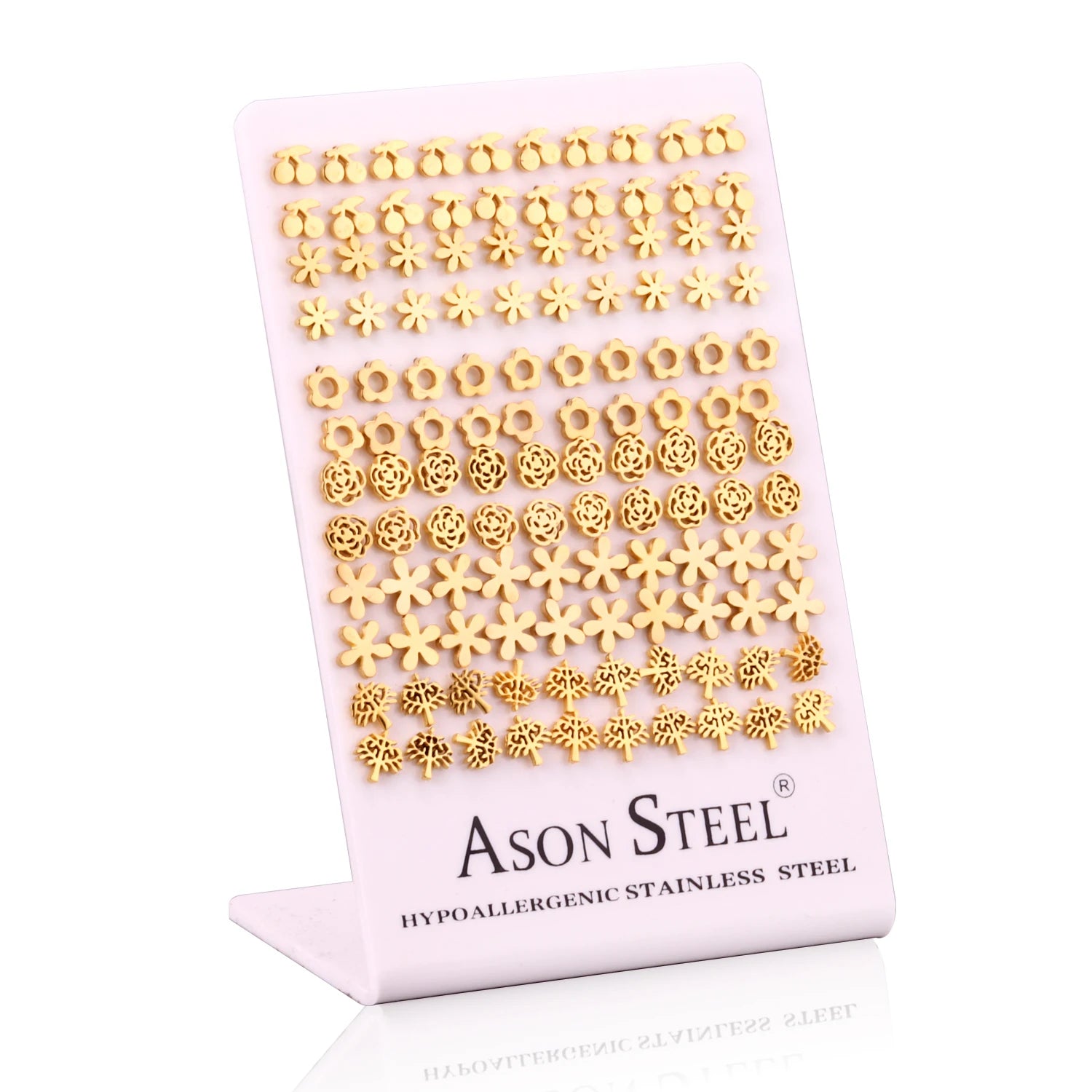 Fashion Wholesale Stainless Steel 18K Gold Plated Jewelry Cute Type Small Stud Earrings Sets Display Cards Earrings for Women