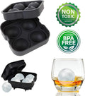 4 Ball Silicone Ice Mold Soft Easy Release Sphere Tray for Whiskey Cocktails Add Fruit for Flavored Ice BPA Free