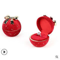 Luxury Dark Blue Round Jewelry Container Fashionable Flocking Ring and Pendant Necklace Storage Box with Bowknot Gift Case