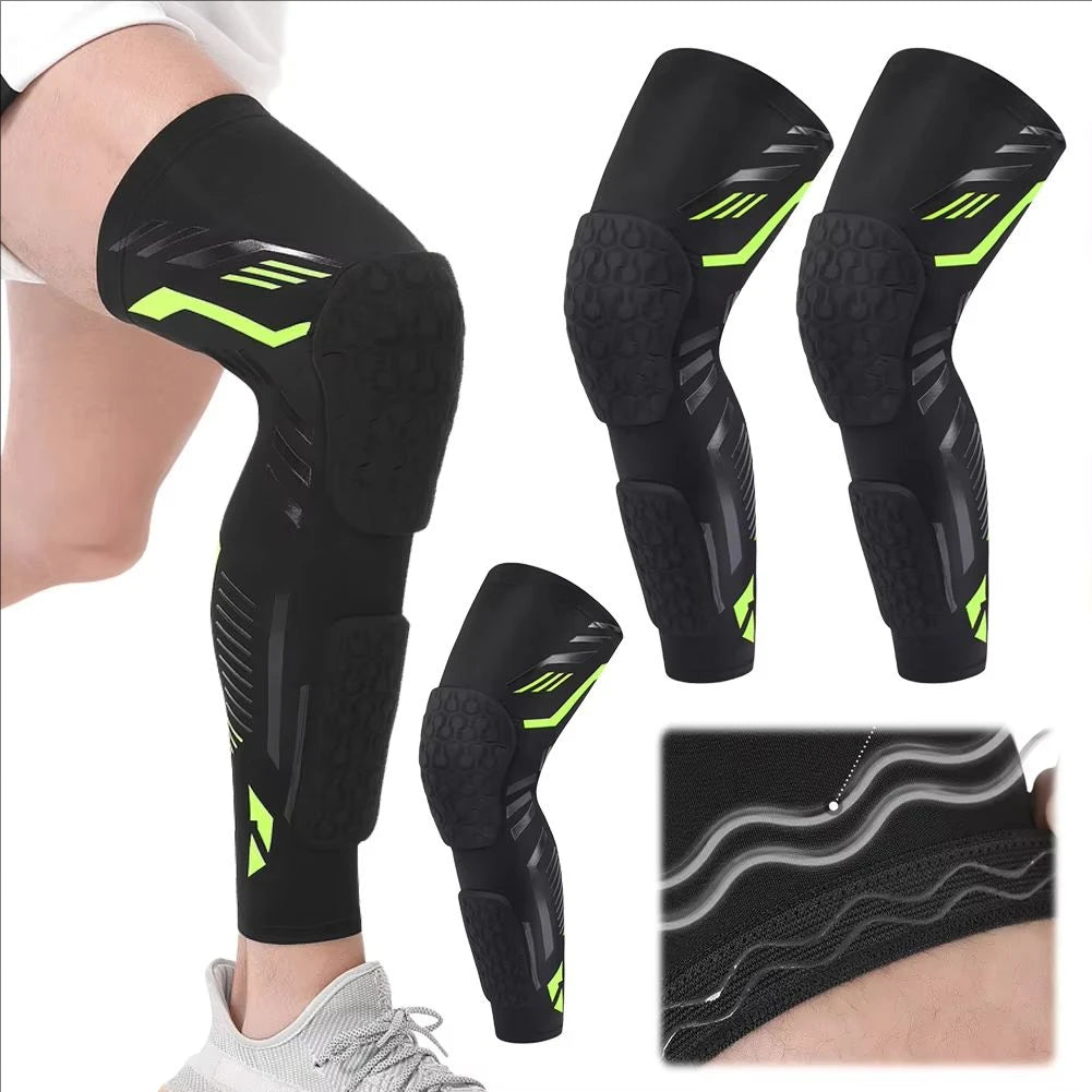 Thigh Compression Leg Sleeves Calf Protection Brace with Honeycomb Pads for Youth Adults Sports Basketball Football