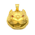 Personality Punk Retro Gold Plated Stainless Steel Trendy Tiger Necklace Domineering Stone Eyes Cat Pendant Link Chain