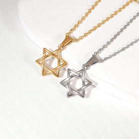 Unique Star Pendant Israel Chain Necklaces Men Women Judaica Silver Color Jewish Jewelry Star of David Necklaces