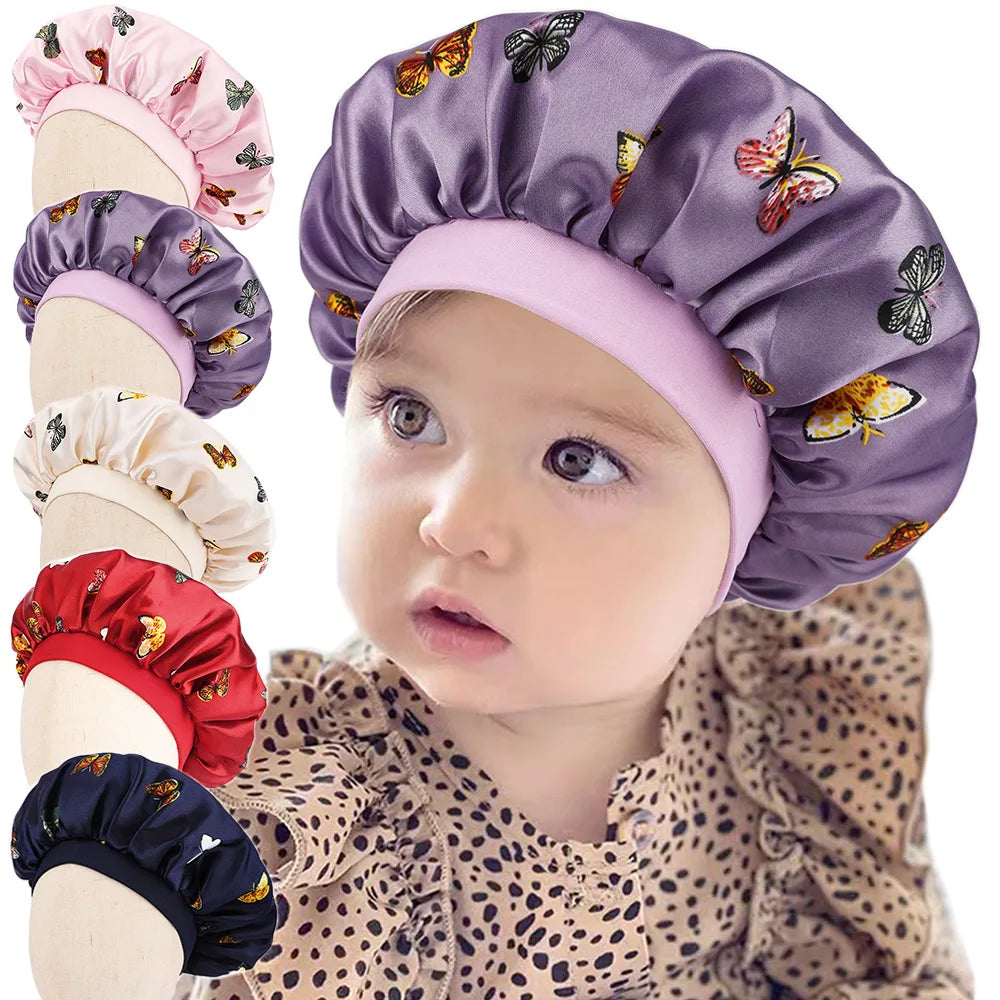 Wholesale Custom Satin Kids' Unisex Sleeping Cap & Hair Bonnet-Fashion Print Logo Outdoor Casual Use All Seasons