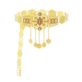 Gold Plated Women's Rhinestone Belt Belly Chain Bohemian Hollow Flower Waist Chain Alloy Body Chain Coin Trendy Parties Weddings