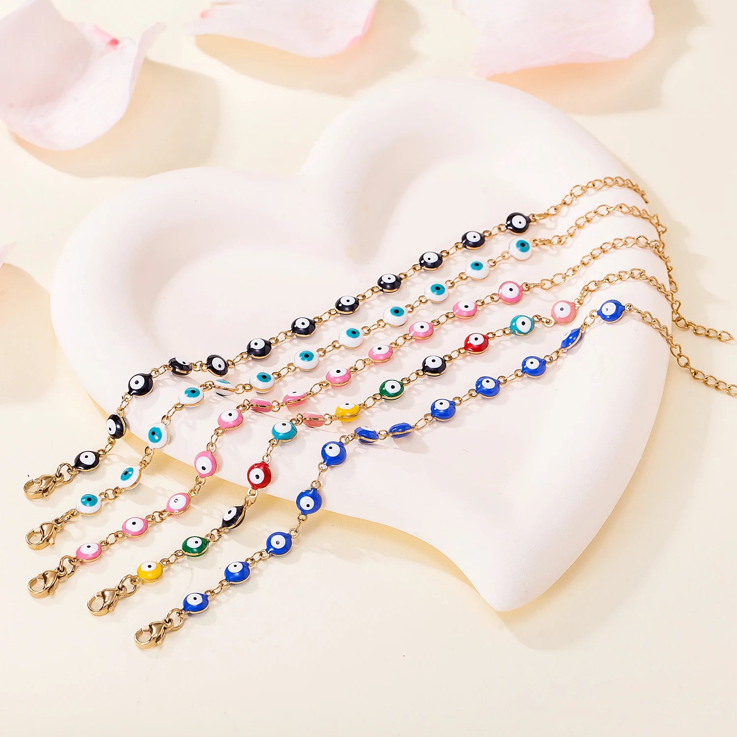 Wholesale Boho Stainless Steel Fashion Jewelry 18k Gold Plated Round Eye Bracelet Devil Eye Bracelet