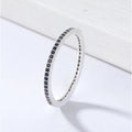 New Black Zircon Classic Promise Wedding Ring 925 Sterling Silver Luxury Jewelry Women Trendy Channel Set Geometric Eternal Band