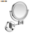 Dual-Sided 360 Degree Rotation with LED Shower Mirror Cosmetic Mirror Modern Illuminated Shaving and Makeup Mirror