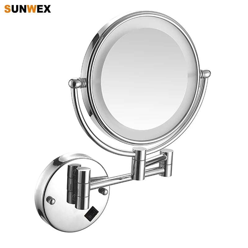 Dual-Sided 360 Degree Rotation with LED Shower Mirror Cosmetic Mirror Modern Illuminated Shaving and Makeup Mirror