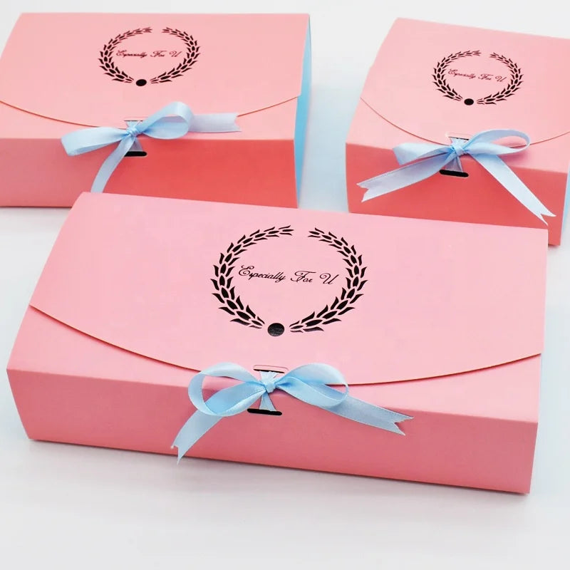 Customized Wedding Gift Box Party Favor Present Kraft Paper Box for Food Candy Cookies Packing Cake Boxes Packaging with Ribbon