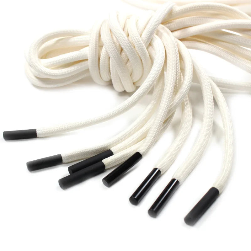 Round Shoelace Matte Metal Tip Dongguan Manufacturer Custom White Polyester Waxed Draw Cord