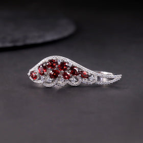 W0505 Guaranteed Quality Jewelry Factory Sale 925 Sterling Silver Garnet Rhodium Plated Cloud Designs Red Gemstone Female Ring