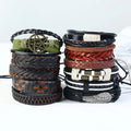 12pcs Vintage Woven Leather Bracelets Handmade Fashion Charm Bracelets for Men and Women