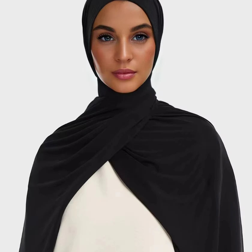 New Trend Soft Liquid Jersey Scarf Not See-Through Front Side  Shiny Lightweight Jersey Hijab for Netherlands Women