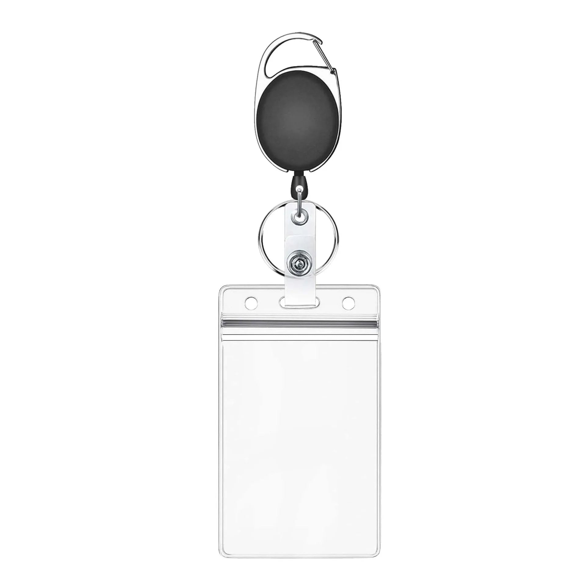 Wholesale Promotional Custom Logo Badge Holder Retractable Badge Reel with Carabiner Belt Clip and Key Ring for ID Card
