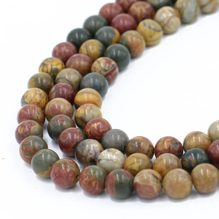 Wholesale 8mm Natural Picasso Jasper Gemstone Rosary Beads Round Loose Stone Beads for Jewelry Making Bead Manufacturer