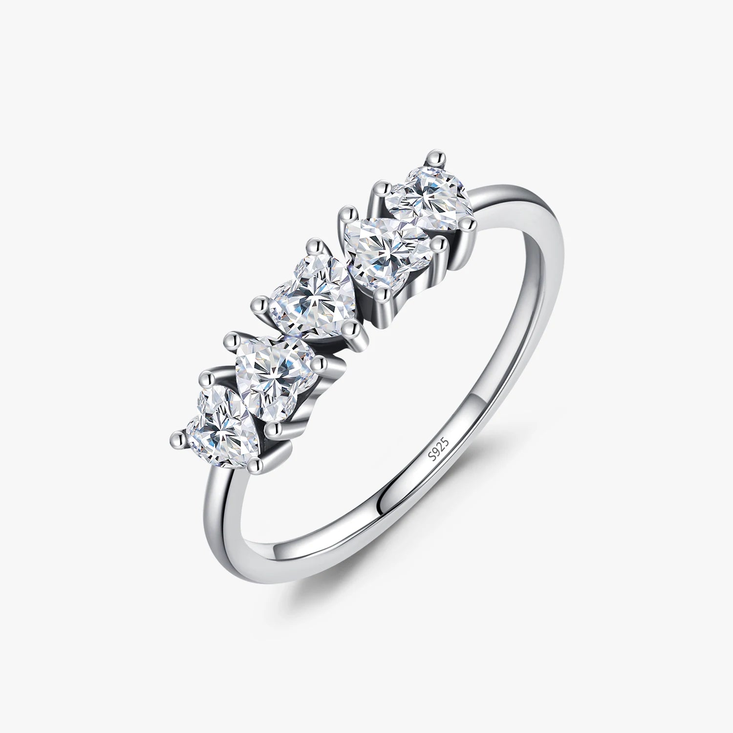925 Sterling Silver Stackable Heart Cluster Rings for Women Shining Clear CZ Wedding Engagement Bands Vintage Jewelry