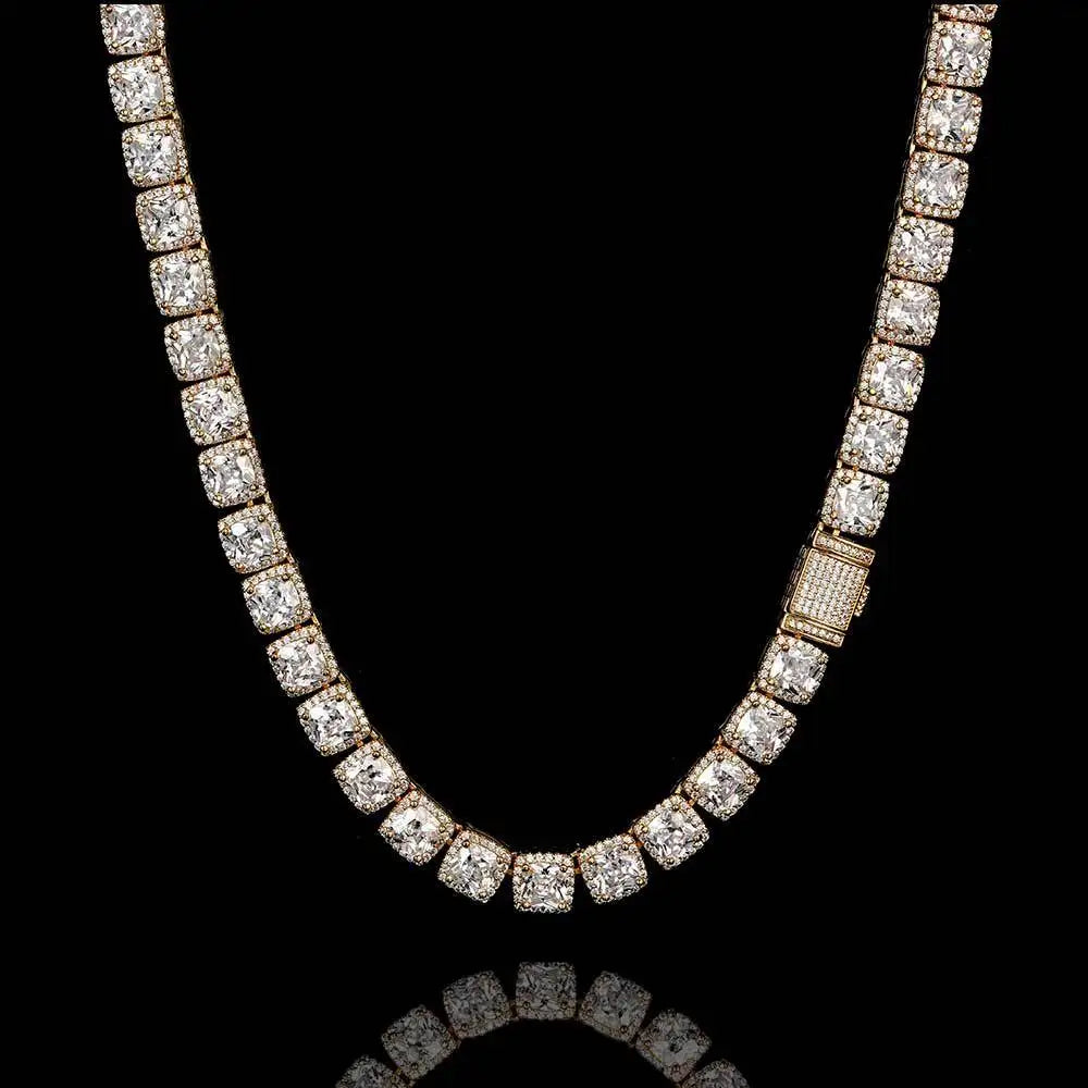 Hip Hop Width10mm Iced Out Czrhine Stone Micro Inlaid With Zircon Row Copper Tennis Chain Necklace for Men