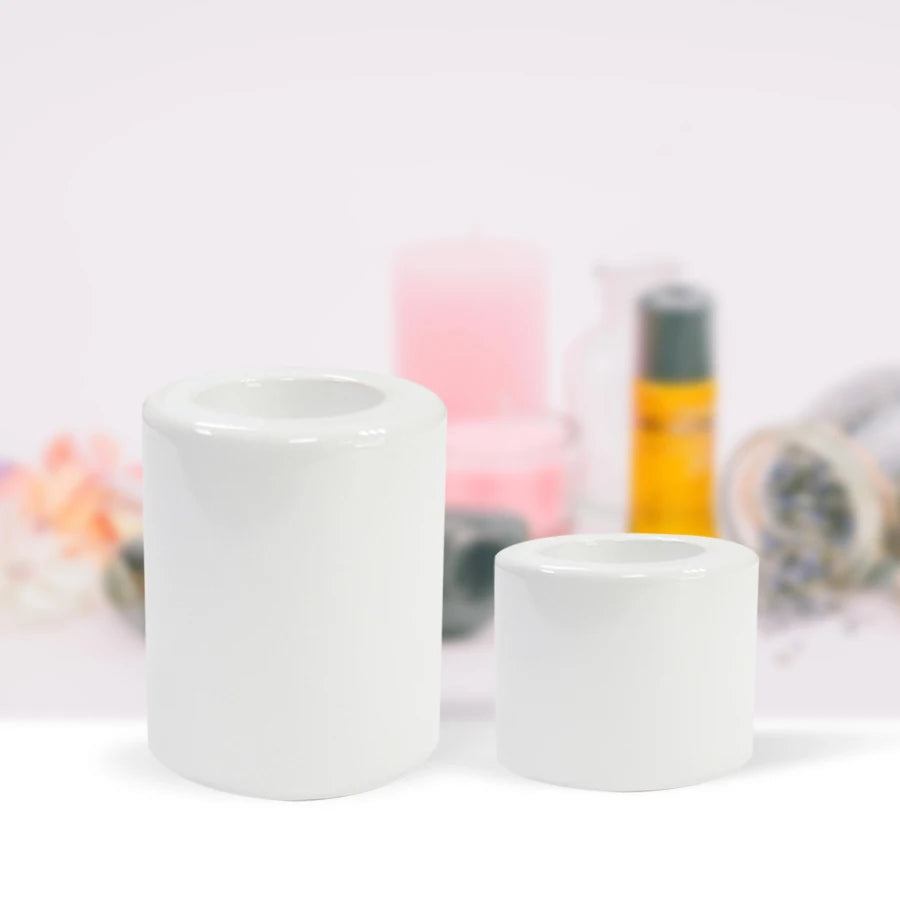 Personalized logo Sublimation Blanks Ceramic Candle Holder Table Decoration Columnar Candle Holder