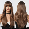 Moq1 Wholesale Synthetic Wig Natural Curly Wave Wig Deep Root Brown Soft Artificial Hair False Scalp High Temperature Resistant