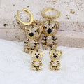 EC1814 Tiny Mini 18k Gold Plated CZ Diamond Tiger Stud Earrings - Dainty Minimalist Cubic Zirconia Animal Earrings