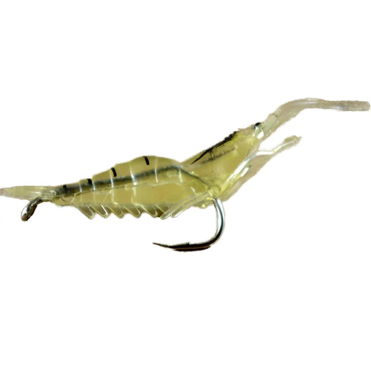 Realistic 4CM Hooked Soft Shrimp Lure 1.3g Topmouth Culter Bionic Artificial Soft Bait Carp Lake Fish Durable Plastic