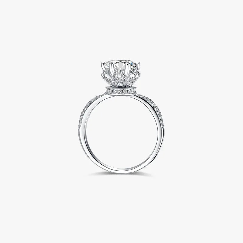 Classical Luxury Pure 925 Sterling Silver Zircon Diamond Engagement Wedding Rings for Women Girls Jewelry