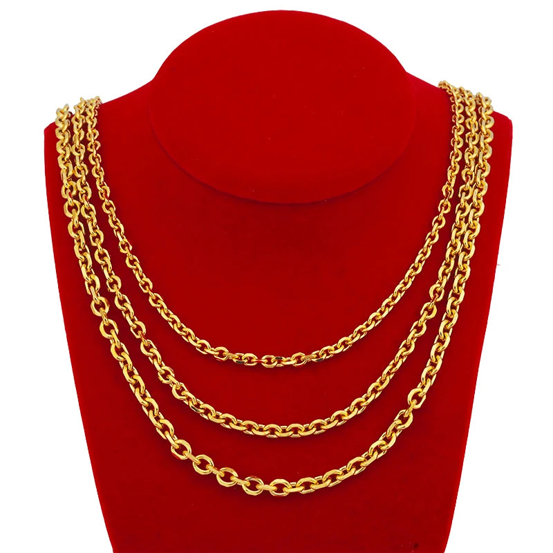 JXX XL-70 Brass Necklace Gold Plated Classic Style Hip Hop Jewelry Chain for Parties Weddings Engagements Anniversaries Gifts