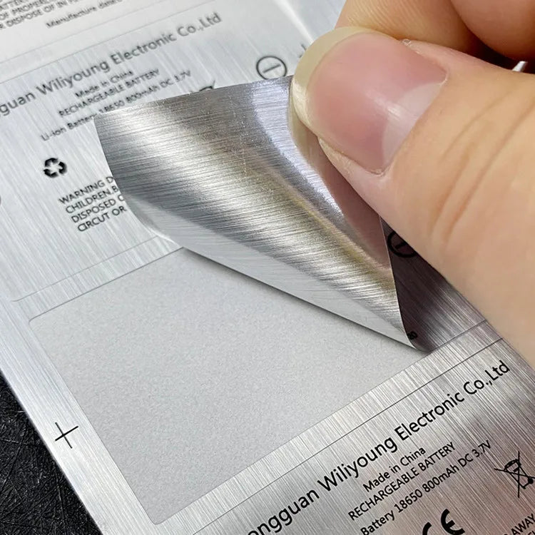 Free Design Customize Silver Metallic Sticker Label Brushed Silver Label Sticker for Electronic Products