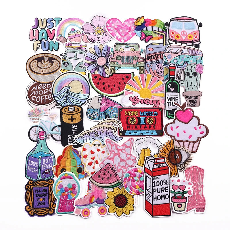 Custom Design Cartoon Iron on Embroidery Patches for Clothing DIY Sewing on Twill Patch Wholesale Embroidered Patch