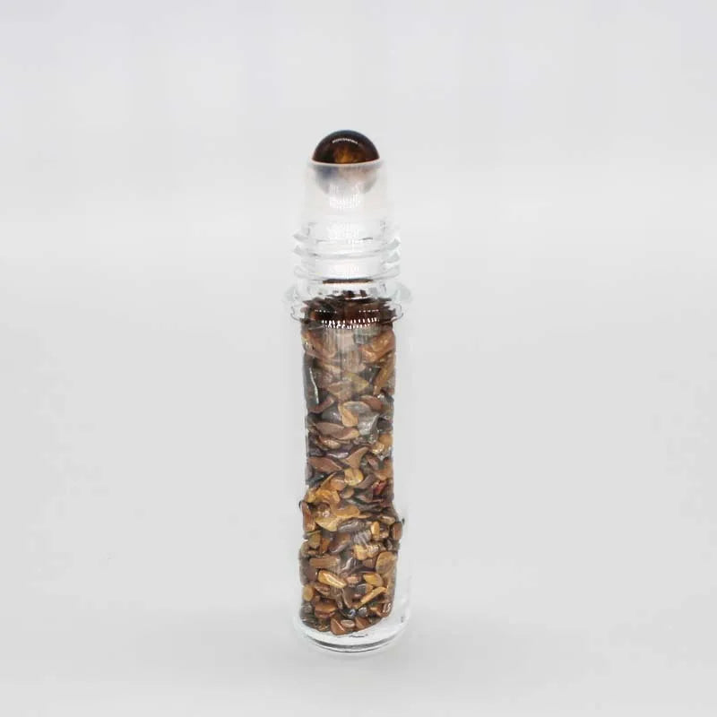 DIY 10ml Natural Gemstone Essential Oil Transparent Crystal Stones Roller Balls Bottles