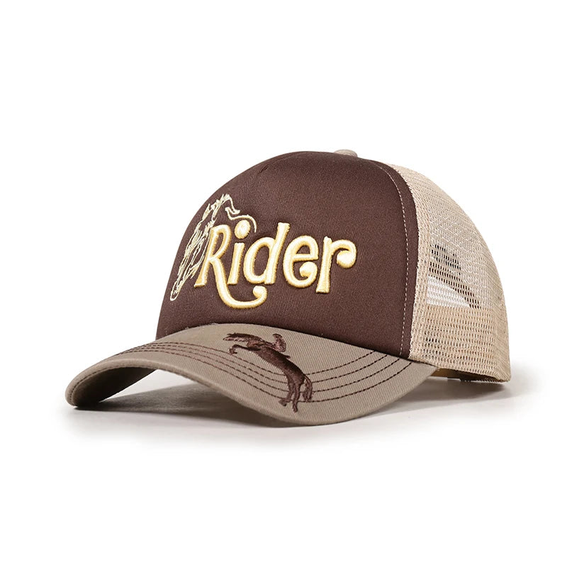 Good Quality Custom 3D Embroidered Logo 5 Panel Gorras Foam Mesh Trucker Cap Hat for Men