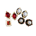 HOVANCI New Western Women's Vintage Large Earrings S925 Needle Real Gold Plating Oil Drip Ear Stud Brass Jewelry for Weddings