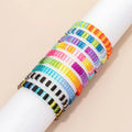 Fashion Colorful Creative Clear DIY Candy Color Beads Acrylic Seed Beaded Stretch Elastic Bangles Stackable Bracelet Jewelry
