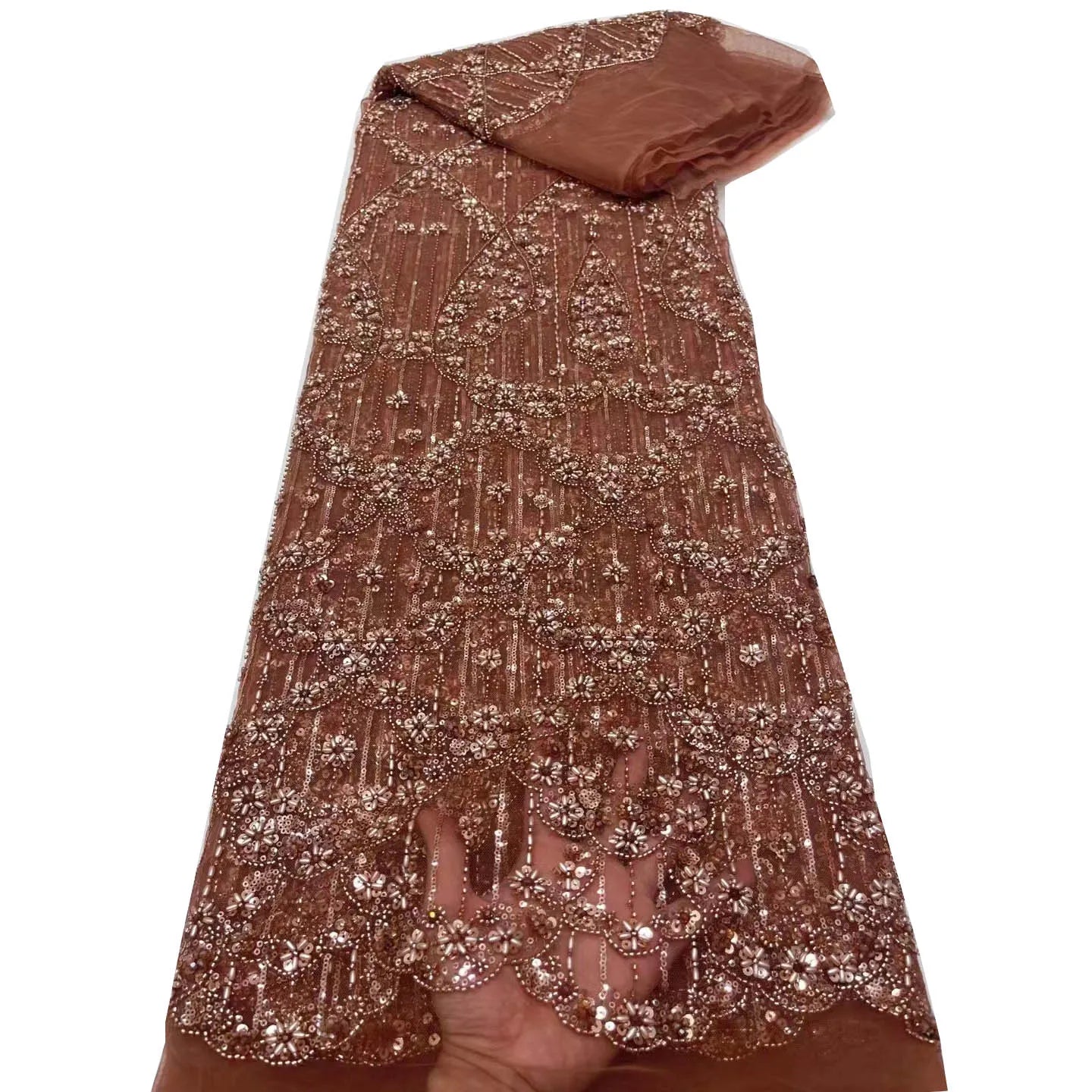 2023 Custom Wholesale Price Silver Beaded Lace Fabric Embroidered Fabric for Ladies African Lace Fabric Luxury Dresses