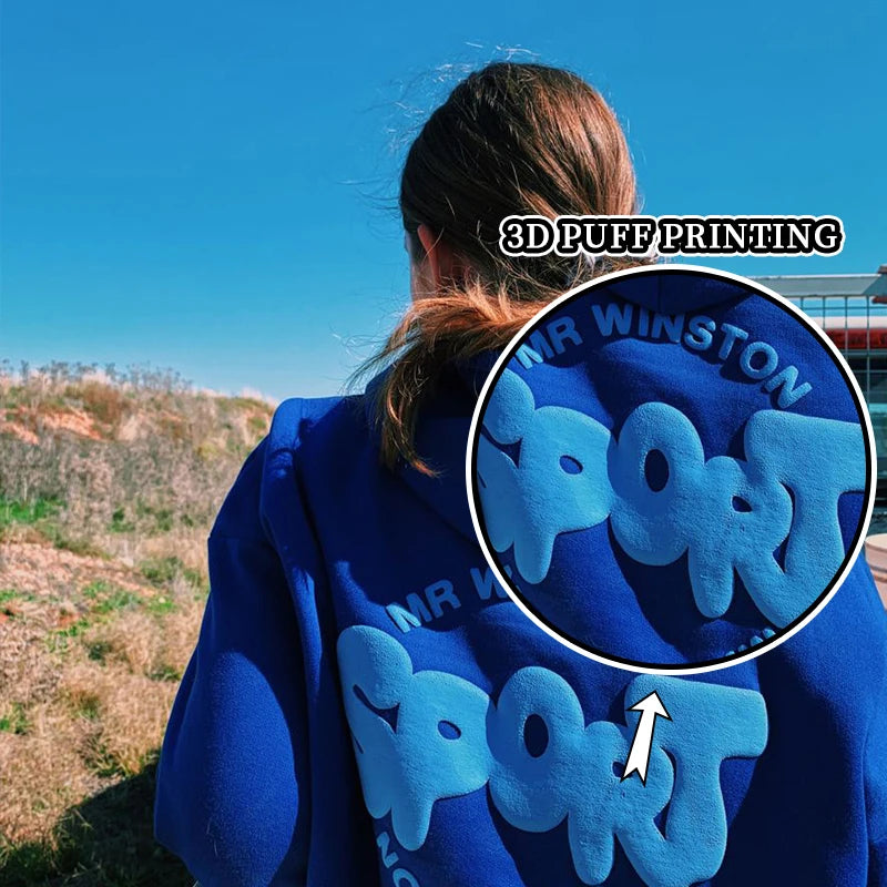 Customized Heavy Weight Cotton High Weight Hoodie Puff Printing  Street Style Hoodie