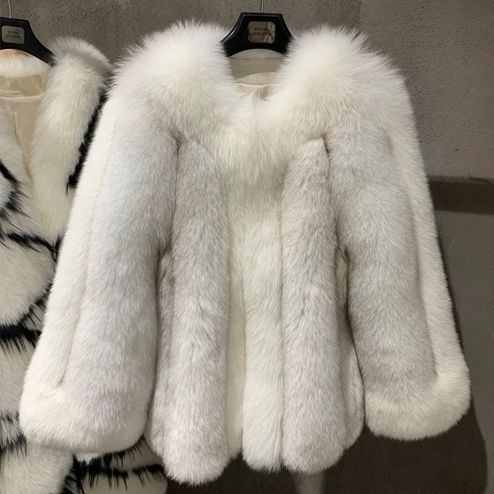 Real Fur Jacket Ladies Fox Coat Women Warm Winter Natural Fur Cloth